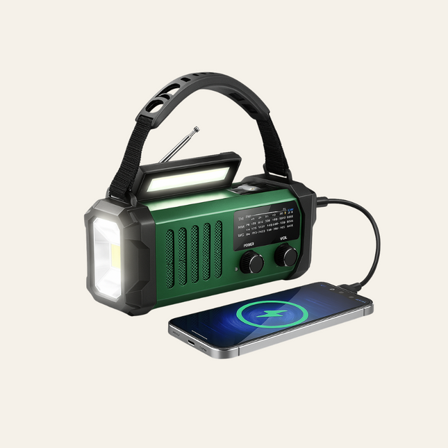 Trygghetsradion – Din livlina vid kris: radio, powerbank & lampa i ett